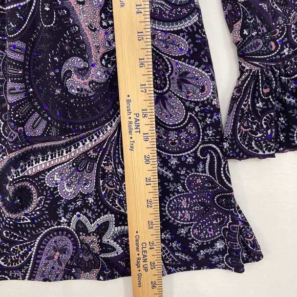 INC International Concepts Small Purple Paisley Y2K Wrap Babydoll Top Whimsigoth - Picture 5 of 8